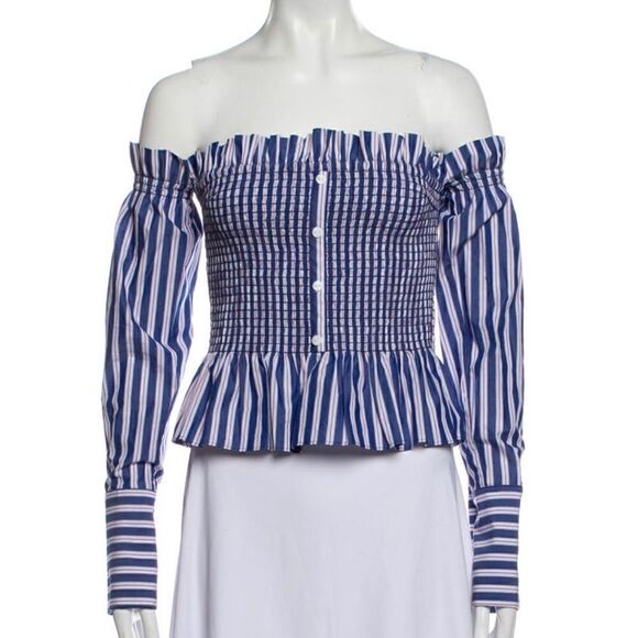 Petersyn Striped Off The Shoulder Crop Top (S) - Picture 1 of 10